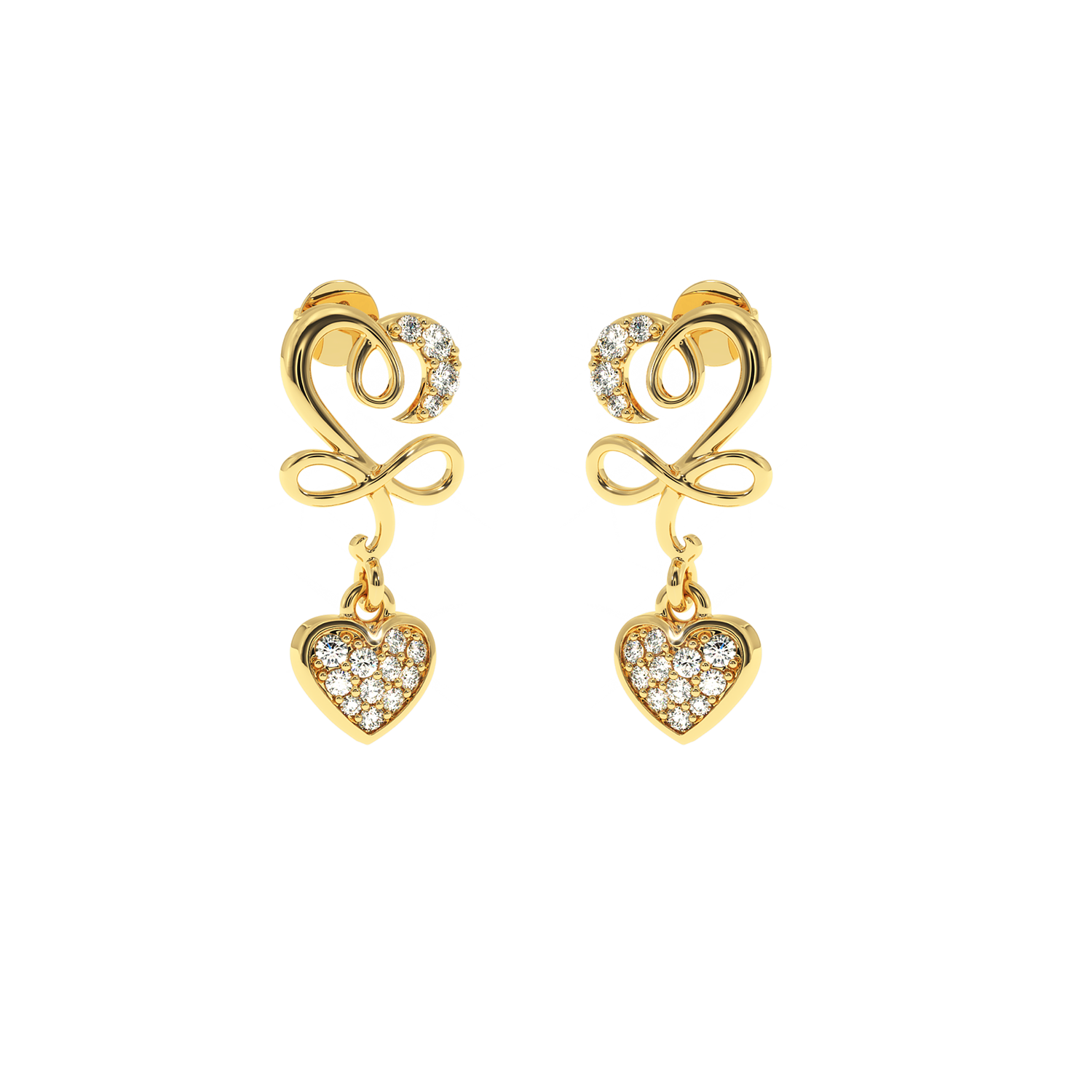 Buy Double Heart Infinity Diamond Earrings | Solitairekart